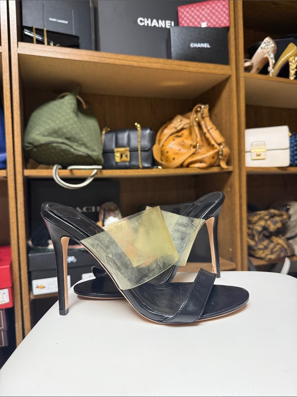 Tony Bianco Black and Transparent Women's Heels